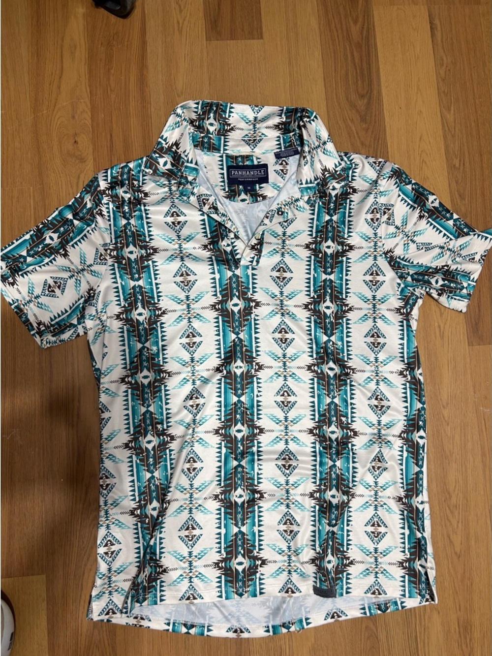 Panhandle Performance Western Shirt Mens M Aztec Print Short Sleeve Snap Button